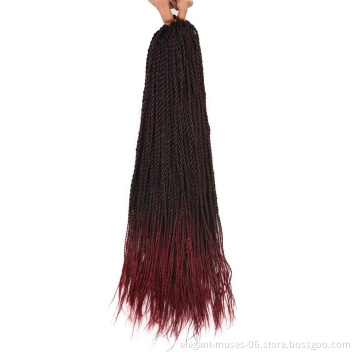 Wholesale Ombre  24 inch Synthetic Braiding Hair for Women Senegalese Twist Hair Crochet braids